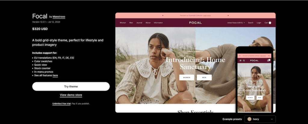 Focal Shopify Theme